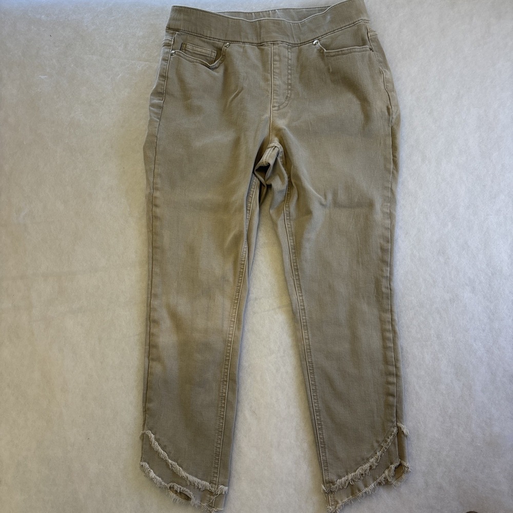 Isaac Mizrahi Live Khaki Denim‎ Fringe Capri Size 6p